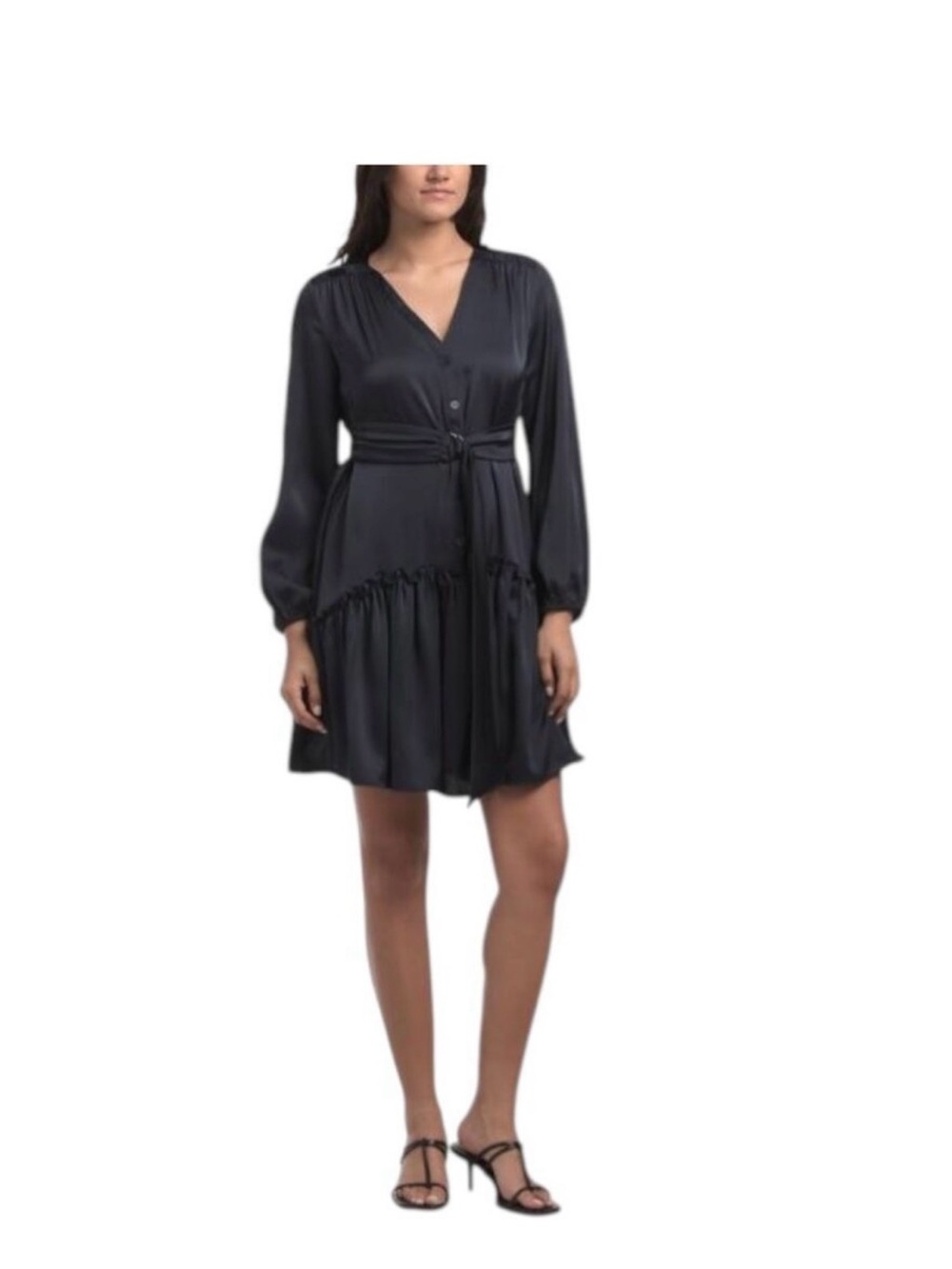 Kohl's Navy Satin Tie-Waist Dress
